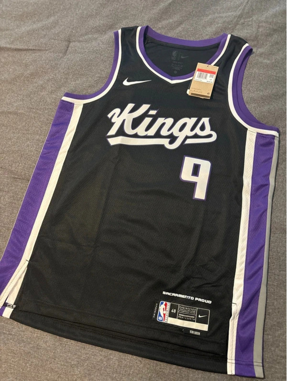 Nike NBA Sacramento Kings Kevin Huerter #9 Swingman Icon Jersey Black/Purple 48